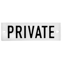 Emaljskylt PRIVATE vit - svart 10 x 3 cm modell 20-4 Emaljskylt PRIVATE vit - svart 10 x 3 cm modell 20-4