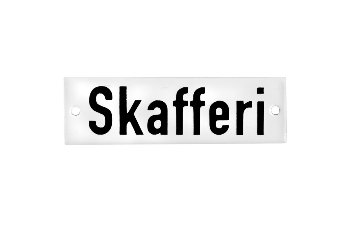 Emaljskylt Skafferi vit - svart 10 x 3 cm modell 20-4 Emaljskylt Skafferi vit - svart 10 x 3 cm modell 20-4