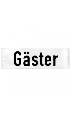 Emaljskylt Gäster vit - svart 10 x 3 cm modell 20-4 Emaljskylt Gäster vit - svart 10 x 3 cm modell 20-4