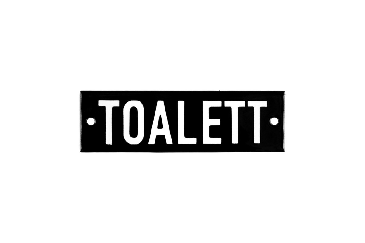 Emaljskylt TOALETT svart - vit 10 x 3 cm modell 21-4 Emaljskylt TOALETT svart - vit 10 x 3 cm modell 21-4