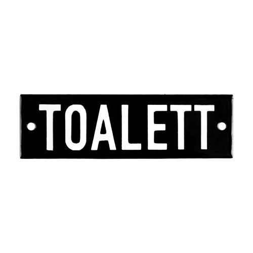 Emaljskylt TOALETT svart - vit 10 x 3 cm modell 21-4