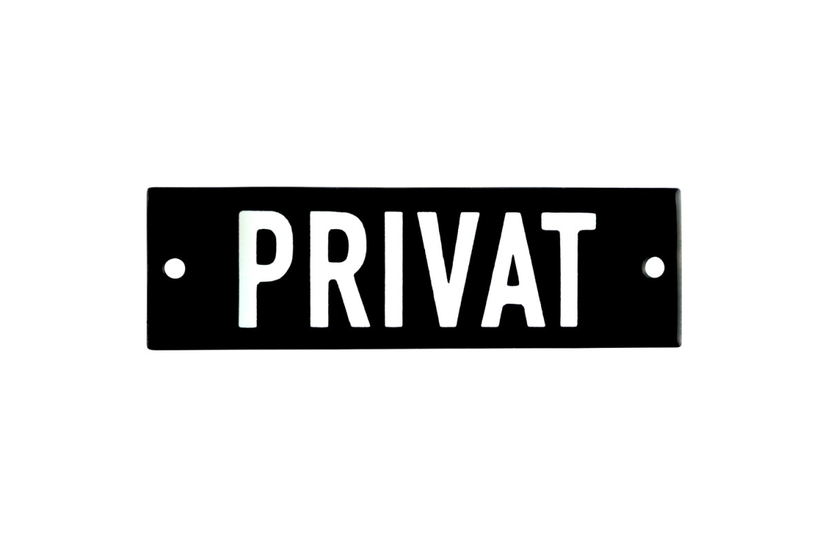 Emaljskylt PRIVAT svart - vit 10 x 3 cm modell 21-4 Emaljskylt PRIVAT svart - vit 10 x 3 cm modell 21-4