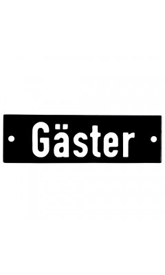 Emaljskylt Gäster svart - vit 10 x 3 cm modell 21-4 Emaljskylt Gäster svart - vit 10 x 3 cm modell 21-4