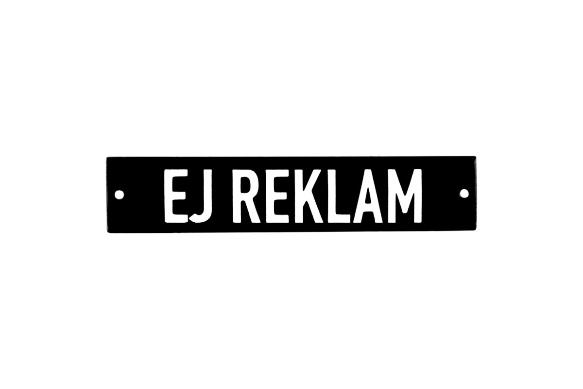 Emaljskylt EJ REKLAM svart - vit 15 x 3 cm modell 21-4 Emaljskylt EJ REKLAM svart - vit 15 x 3 cm modell 21-4