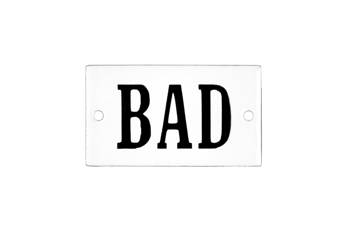 Emaljskylt BAD vit - svart 7 x 4 cm modell 22-4 Emaljskylt BAD vit - svart 7 x 4 cm modell 22-4