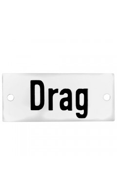 Emaljskylt Drag vit - svart 7 x 3 cm modell 20-4 Emaljskylt Drag vit - svart 7 x 3 cm modell 20-4
