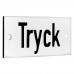 Emaljskylt Tryck vit - svart 7 x 3 cm modell 20-4 Emaljskylt Tryck vit - svart 7 x 3 cm modell 20-4