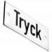 Emaljskylt Tryck vit - svart 7 x 3 cm modell 20-4 Emaljskylt Tryck vit - svart 7 x 3 cm modell 20-4