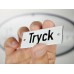 Emaljskylt Tryck vit - svart 7 x 3 cm modell 20-4 Emaljskylt Tryck vit - svart 7 x 3 cm modell 20-4