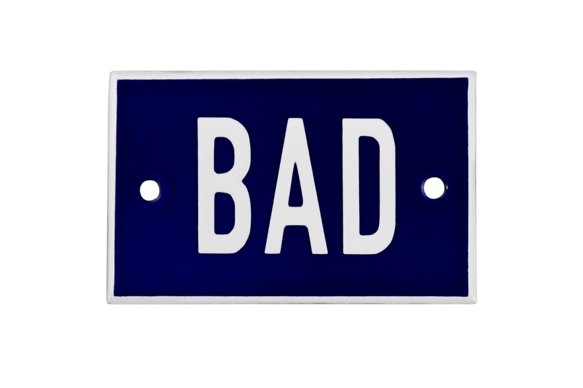 Emaljskylt BAD blå - vit 8 x 5 cm modell 5-4 Emaljskylt BAD blå - vit 8 x 5 cm modell 5-4