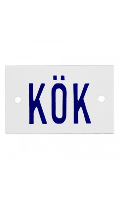 Emaljskylt KÖK vit - blå 8 x 5 cm modell 6-4 Emaljskylt KÖK vit - blå 8 x 5 cm modell 6-4