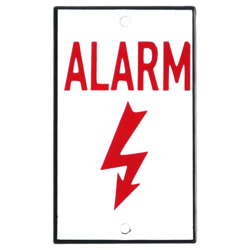 Emaljskylt ALARM vit - röd 6 x 10 cm modell 33-4