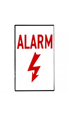 Emaljskylt ALARM (whithout holes) vit - röd 6 x 10 cm modell 33-4