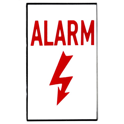 Emaljskylt ALARM (whithout holes) vit - röd 6 x 10 cm modell 33-4