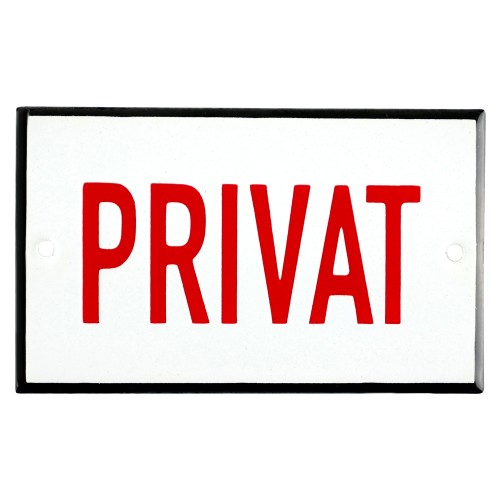 Emaljskylt PRIVAT vit - röd 10 x 6 cm modell 33-4 Emaljskylt PRIVAT vit - röd 10 x 6 cm modell 33-4