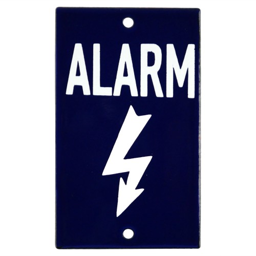 Emaljskylt ALARM blå - vit 6 x 10 cm modell 34-4