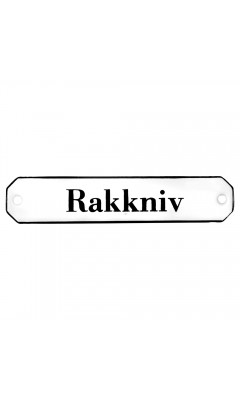 Emaljskylt Rakkniv vit - svart 10 x 2 cm modell 30-4 Emaljskylt Rakkniv vit - svart 10 x 2 cm modell 30-4