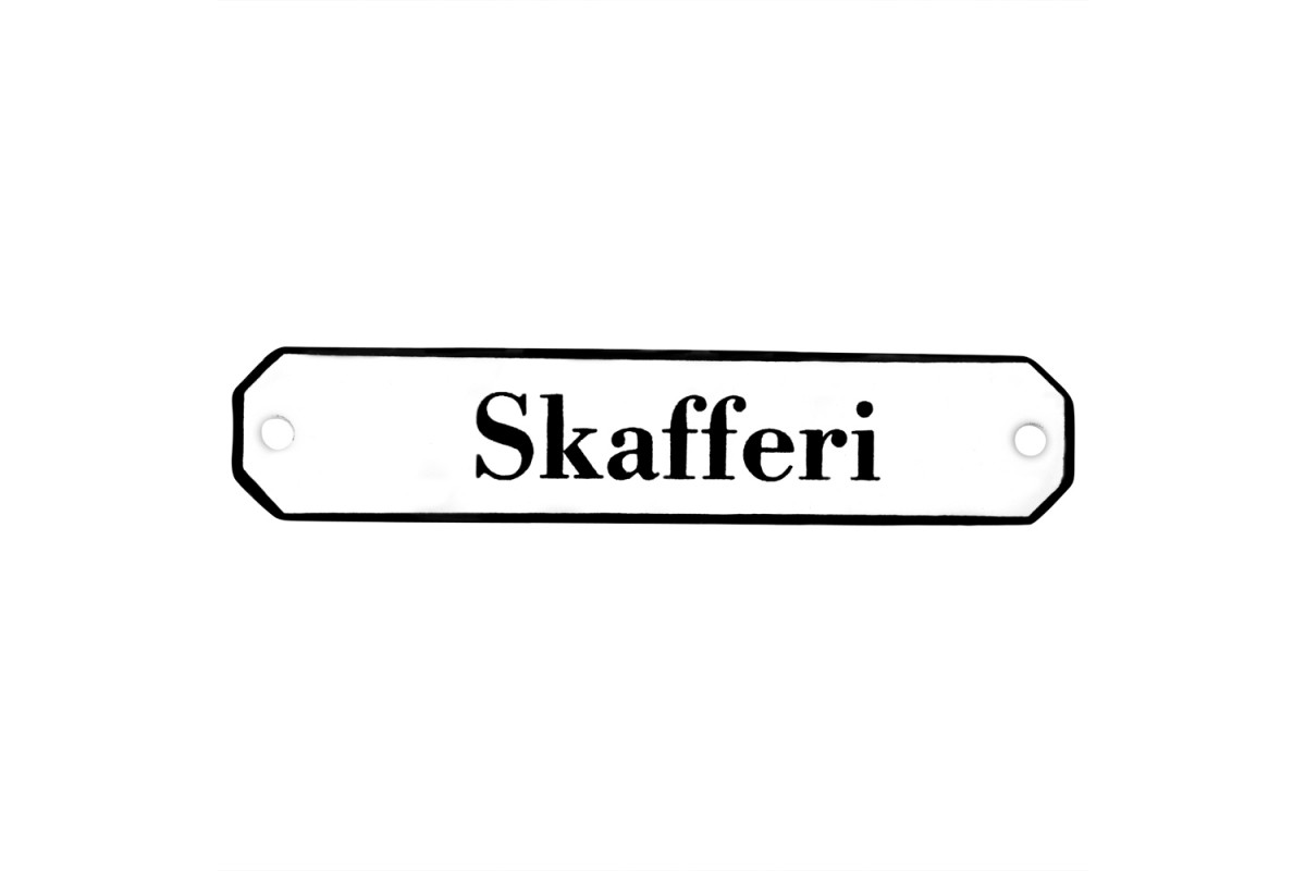 Emaljskylt Skafferi vit - svart 10 x 2 cm modell 30-4 Emaljskylt Skafferi vit - svart 10 x 2 cm modell 30-4