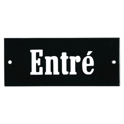 Emaljskylt Entré svart - vit 12 x 5 cm modell 8-4