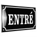 Emaljskylt ENTRÉ svart - vit 24 x 12 cm modell 12-4