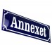 Emaljskylt Annexet blå - vit 30 x 10 cm modell 11-4