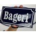 Emaljskylt Bageri blå - vit 24 x 12 cm modell 11-4