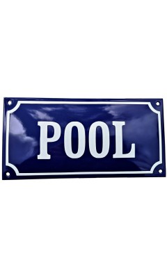 Emaljskylt POOL blå - vit 24 x 12 cm modell 11-4 Emaljskylt POOL blå - vit 24 x 12 cm modell 11-4