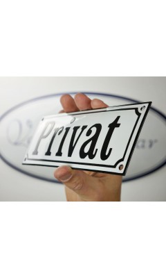 Emaljskylt Privat vit - svart 22 x 8 cm modell 10-4