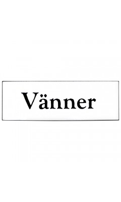 Emaljskylt Vänner vit - svart 6 x 2 cm modell 9-4 Emaljskylt Vänner vit - svart 6 x 2 cm modell 9-4