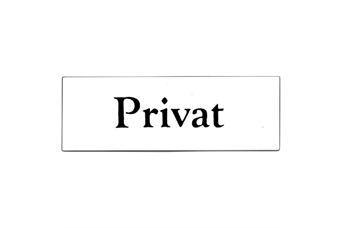 Emaljskylt Privat vit - svart 6 x 2 cm modell 9-4 Emaljskylt Privat vit - svart 6 x 2 cm modell 9-4