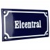 Emaljskylt Elcentral blå - vit 15 x 7,5 cm modell 11-4