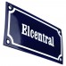 Emaljskylt Elcentral blå - vit 15 x 7,5 cm modell 11-4