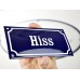 Emaljskylt Hiss blå - vit 15 x 7,5 cm modell 11-4