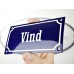 Emaljskylt Vind blå - vit 15 x 7,5 cm modell 11-4