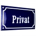 Emaljskylt Privat blå - vit 15 x 7,5 cm modell 11-4