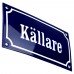 Emaljskylt Källare blå - vit 15 x 7,5 cm modell 11-4