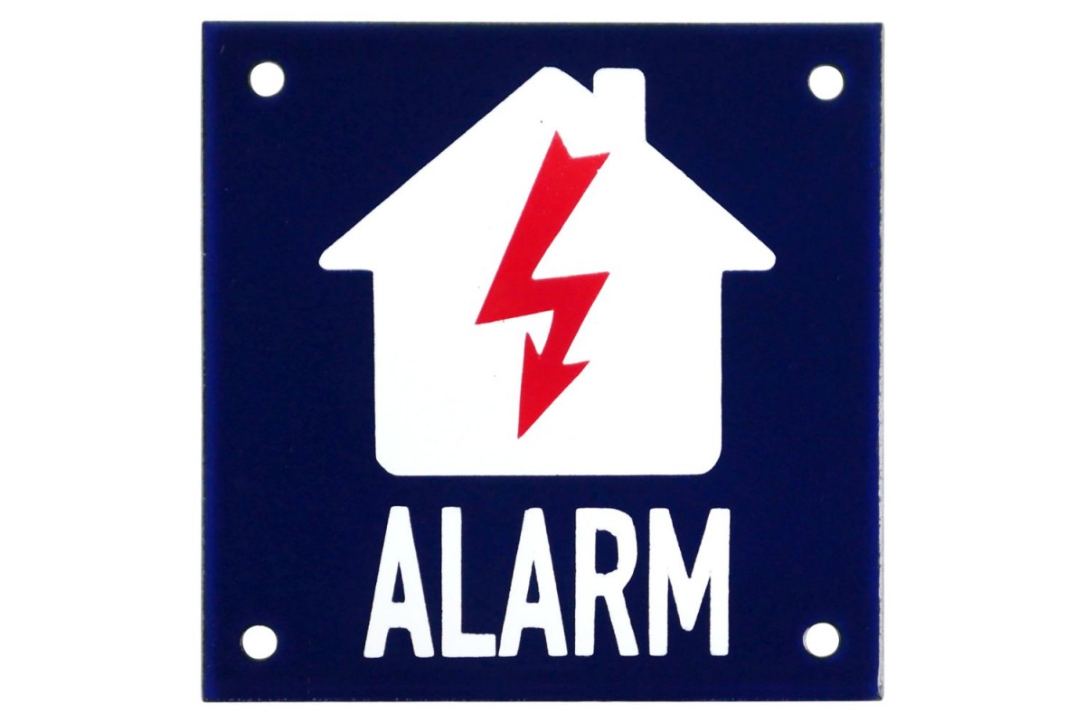 Emaljskylt ALARM flash blå - vit 10 x 10 cm modell 34-4 Emaljskylt ALARM flash blå - vit 10 x 10 cm modell 34-4