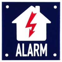 Emaljskylt ALARM flash blå - vit 10 x 10 cm modell 34-4