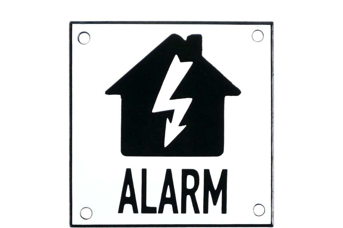 Emaljskylt ALARM flash vit - svart 10 x 10 cm modell 35-4 Emaljskylt ALARM flash vit - svart 10 x 10 cm modell 35-4