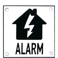 Emaljskylt ALARM flash vit - svart 10 x 10 cm modell 35-4