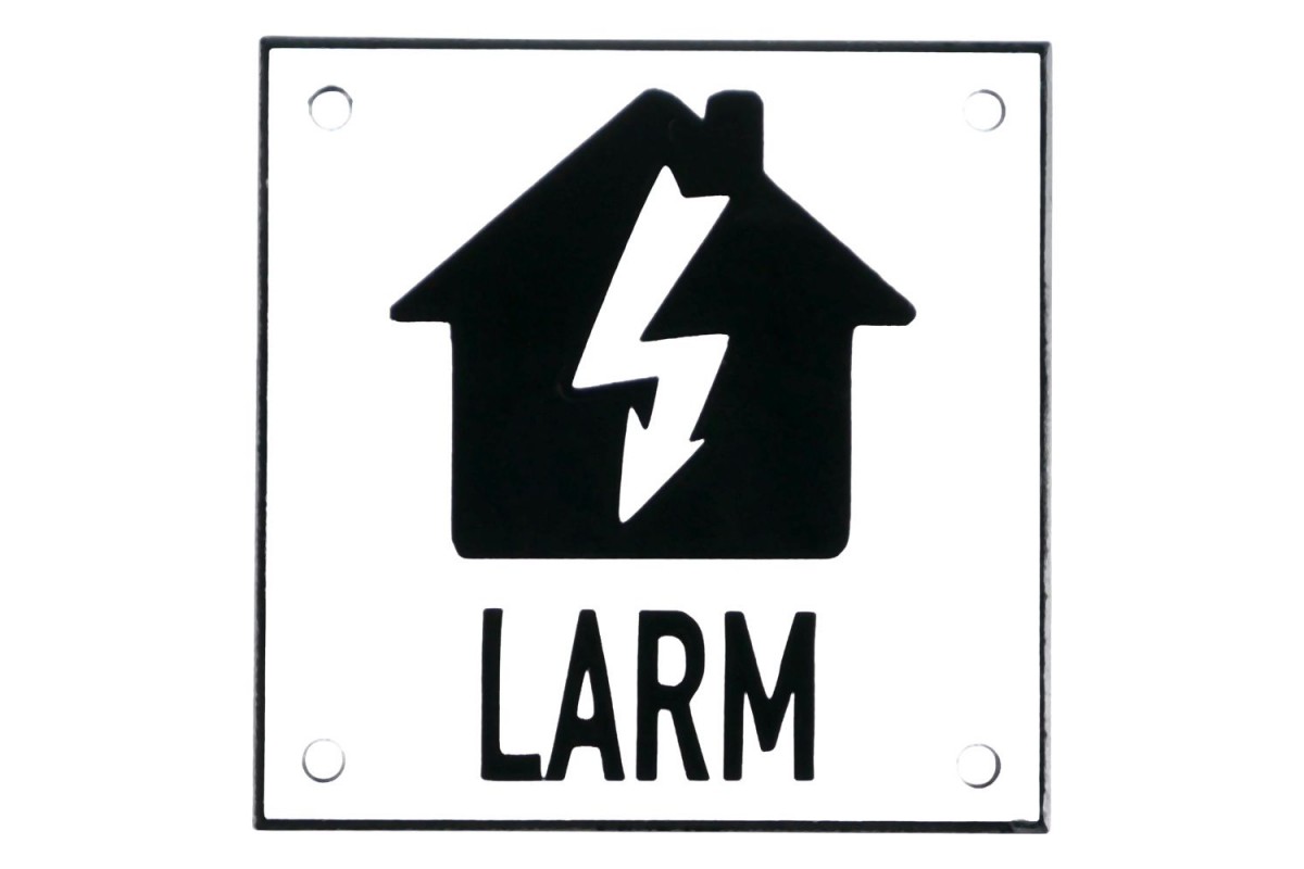 Emaljskylt LARM blixt vit - svart 10 x 10 cm modell 35-4 Emaljskylt LARM blixt vit - svart 10 x 10 cm modell 35-4