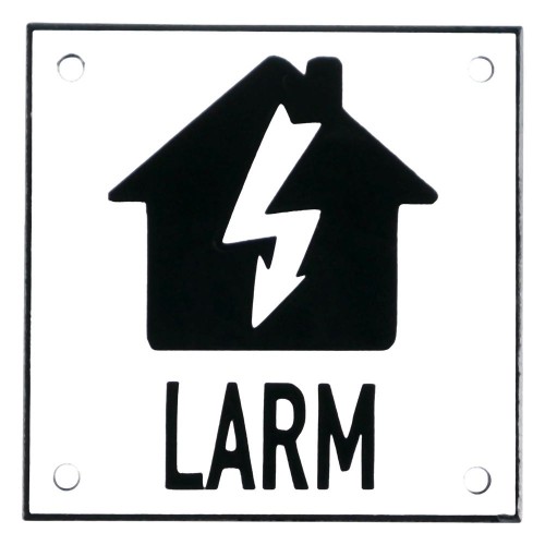 Emaljskylt LARM blixt vit - svart 10 x 10 cm modell 35-4 Emaljskylt LARM blixt vit - svart 10 x 10 cm modell 35-4