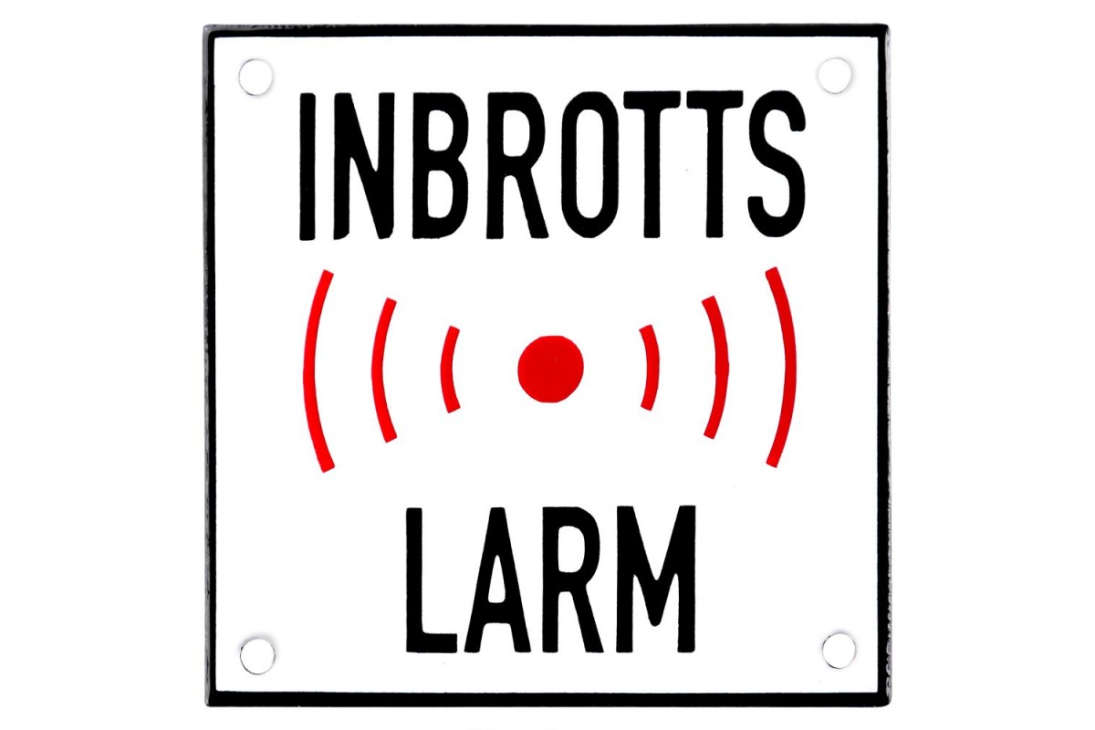 Emaljskylt INBROTTS LARM vit - svart 10 x 10 cm modell 35-4 Emaljskylt INBROTTS LARM vit - svart 10 x 10 cm modell 35-4