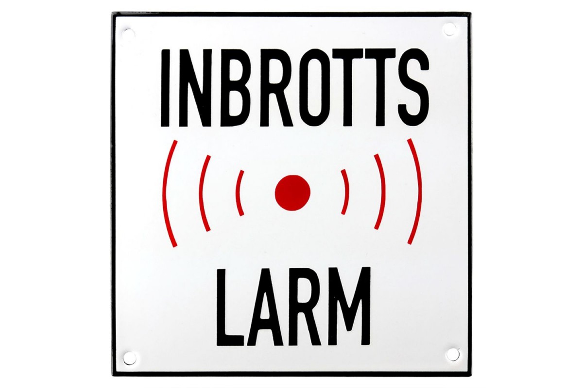 Emaljskylt INBROTTS LARM vit - svart 15 x 15 cm modell 35-4 Emaljskylt INBROTTS LARM vit - svart 15 x 15 cm modell 35-4