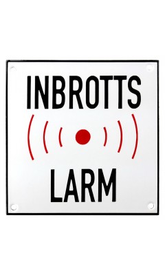 Emaljskylt INBROTTS LARM vit - svart 15 x 15 cm modell 35-4 Emaljskylt INBROTTS LARM vit - svart 15 x 15 cm modell 35-4