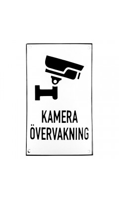 Emaljskylt KAMERA ÖVERVAKNING vit - svart 12 x 20 cm modell 35-4 Emaljskylt KAMERA ÖVERVAKNING vit - svart 12 x 20 cm modell 35-4