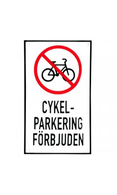 Emaljskylt CYKEL-PARKERING FÖRBJUDEN vit - svart 12 x 20 cm modell 35-4 Emaljskylt CYKEL-PARKERING FÖRBJUDEN vit - svart 12 x 20 cm modell 35-4