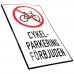 Emaljskylt CYKEL-PARKERING FÖRBJUDEN vit - svart 12 x 20 cm modell 35-4