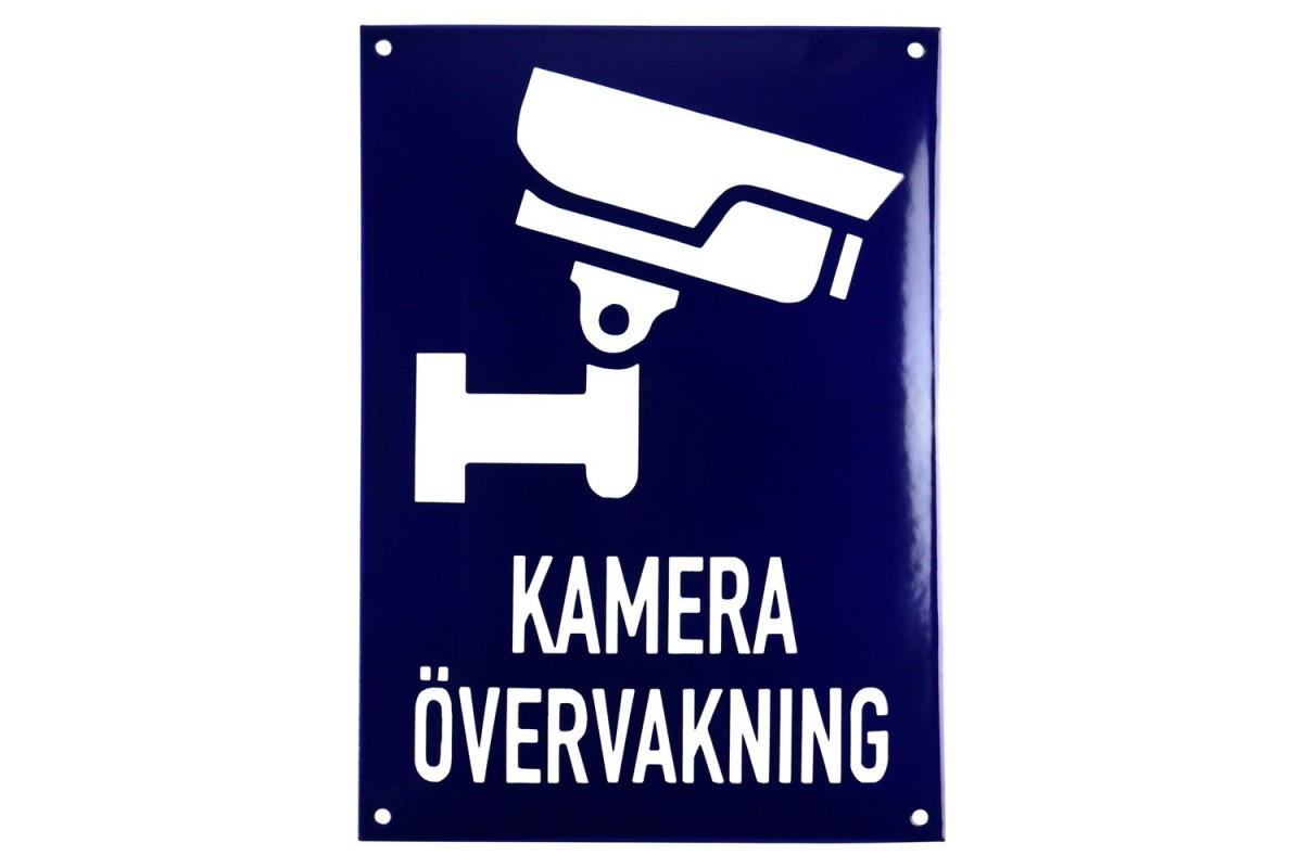 Emaljskylt KAMERA ÖVERVAKNING Large blå - vit 20 x 28 cm modell 34-4 Emaljskylt KAMERA ÖVERVAKNING Large blå - vit 20 x 28 cm modell 34-4