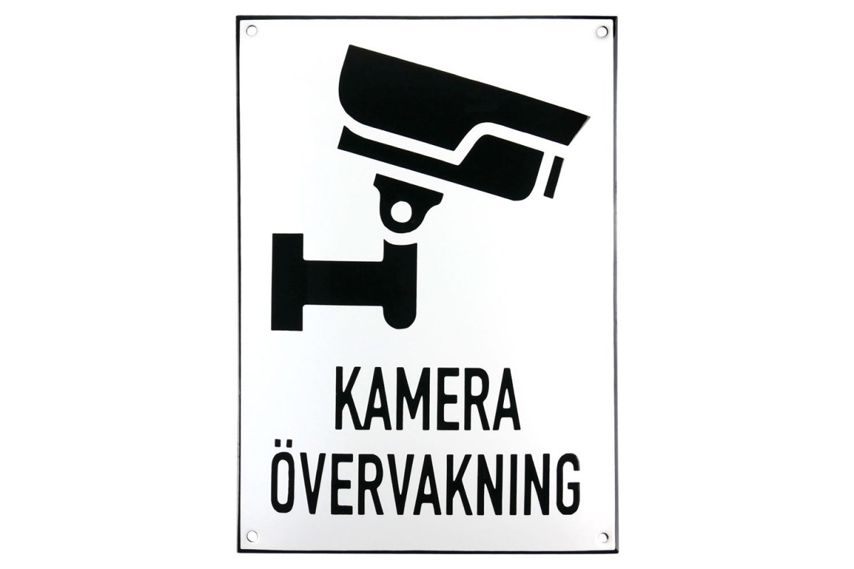 Emaljskylt KAMERA ÖVERVAKNING Large vit - svart 20 x 28 cm modell 35-4 Emaljskylt KAMERA ÖVERVAKNING Large vit - svart 20 x 28 cm modell 35-4
